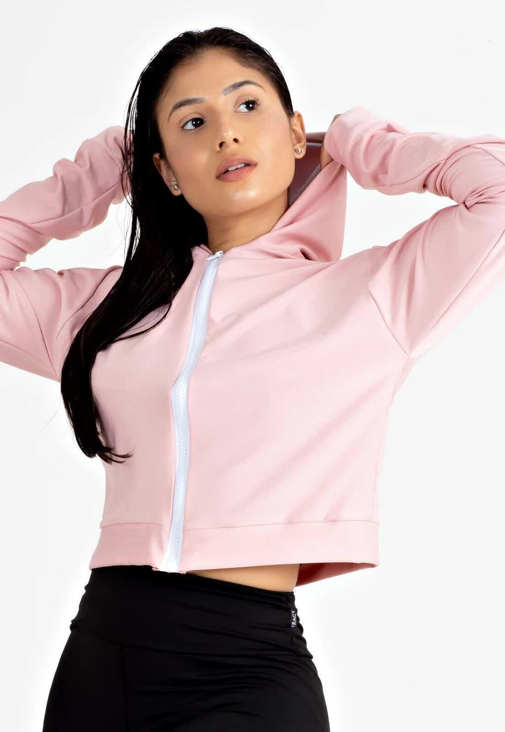 Casaco Rosê com Branco Fitness Feminino | REF: LX143