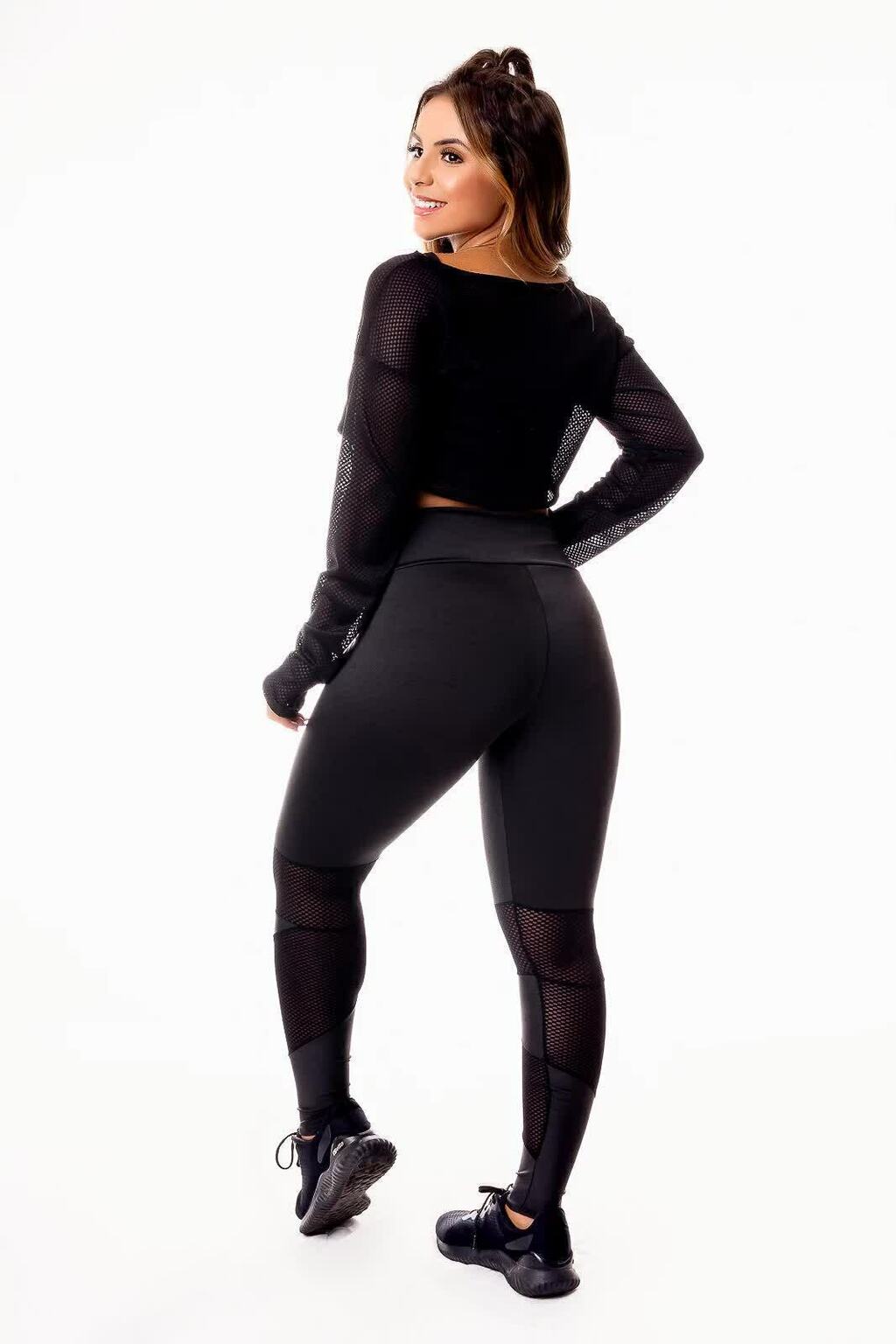 Conjunto e Calça com Detalhes em Dry e Fitness Cropped de Tela Dry | REF: CSV11