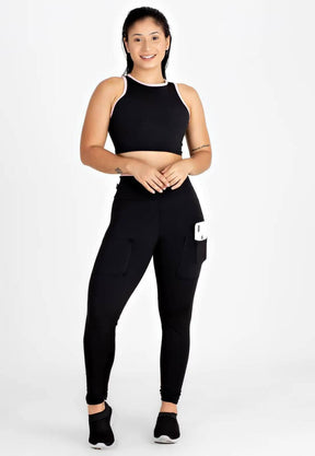 Cropped e Calça Legging Preto Conjunto Fitness | REF: LX98