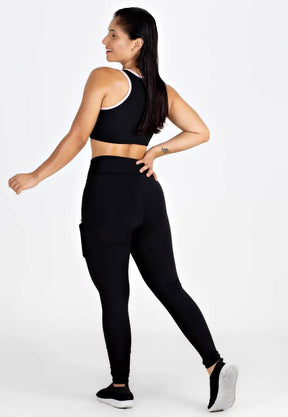 Cropped e Calça Legging Preto Conjunto Fitness | REF: LX98