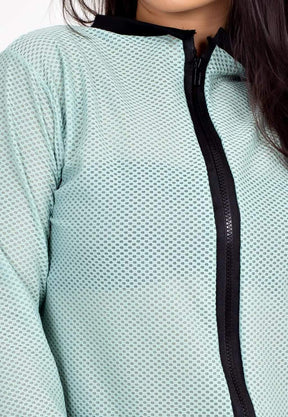 Casaco De Tela Com Ziper Verde Fitness Longo | REF: MTF23