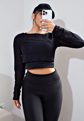 Conjunto e Calça com Detalhes em Dry e Fitness Cropped de Tela Dry | REF: CSV11