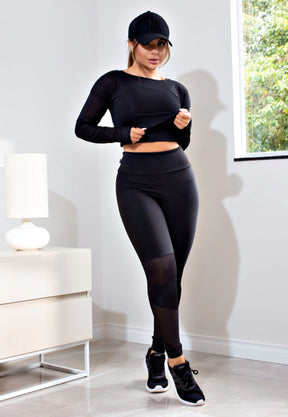 Conjunto e Calça com Detalhes em Dry e Fitness Cropped de Tela Dry | REF: CSV11